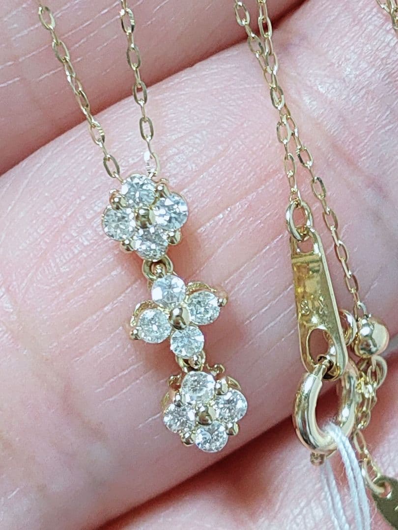 同梱 専用 新作 k18YG 天然ダイヤモンド 0.20ct 2wayネックレス