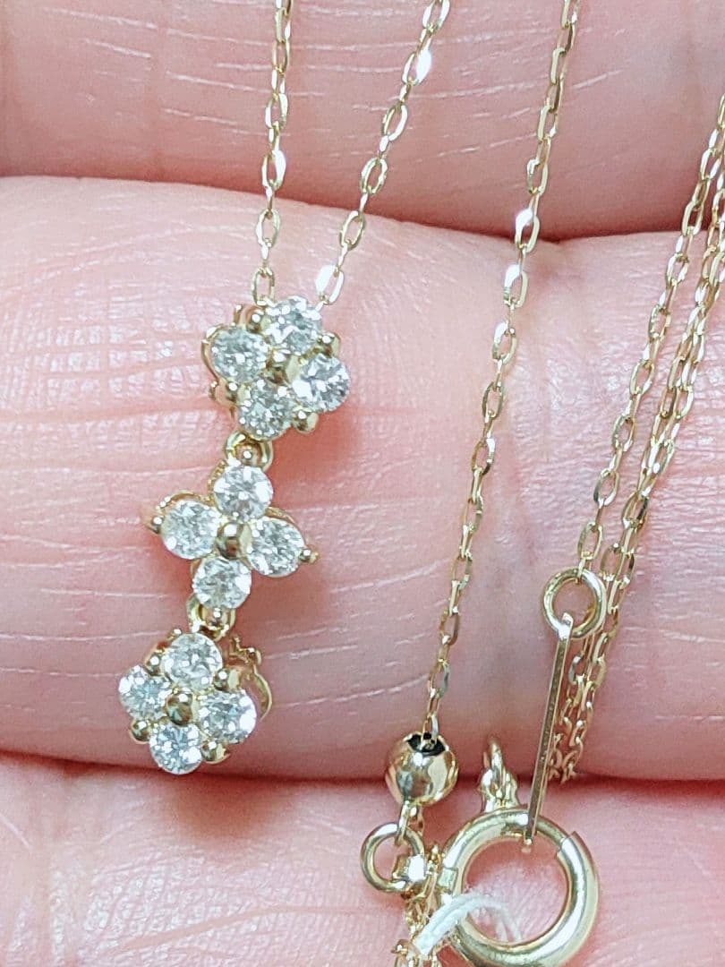 同梱 専用 新作 k18YG 天然ダイヤモンド 0.20ct 2wayネックレス
