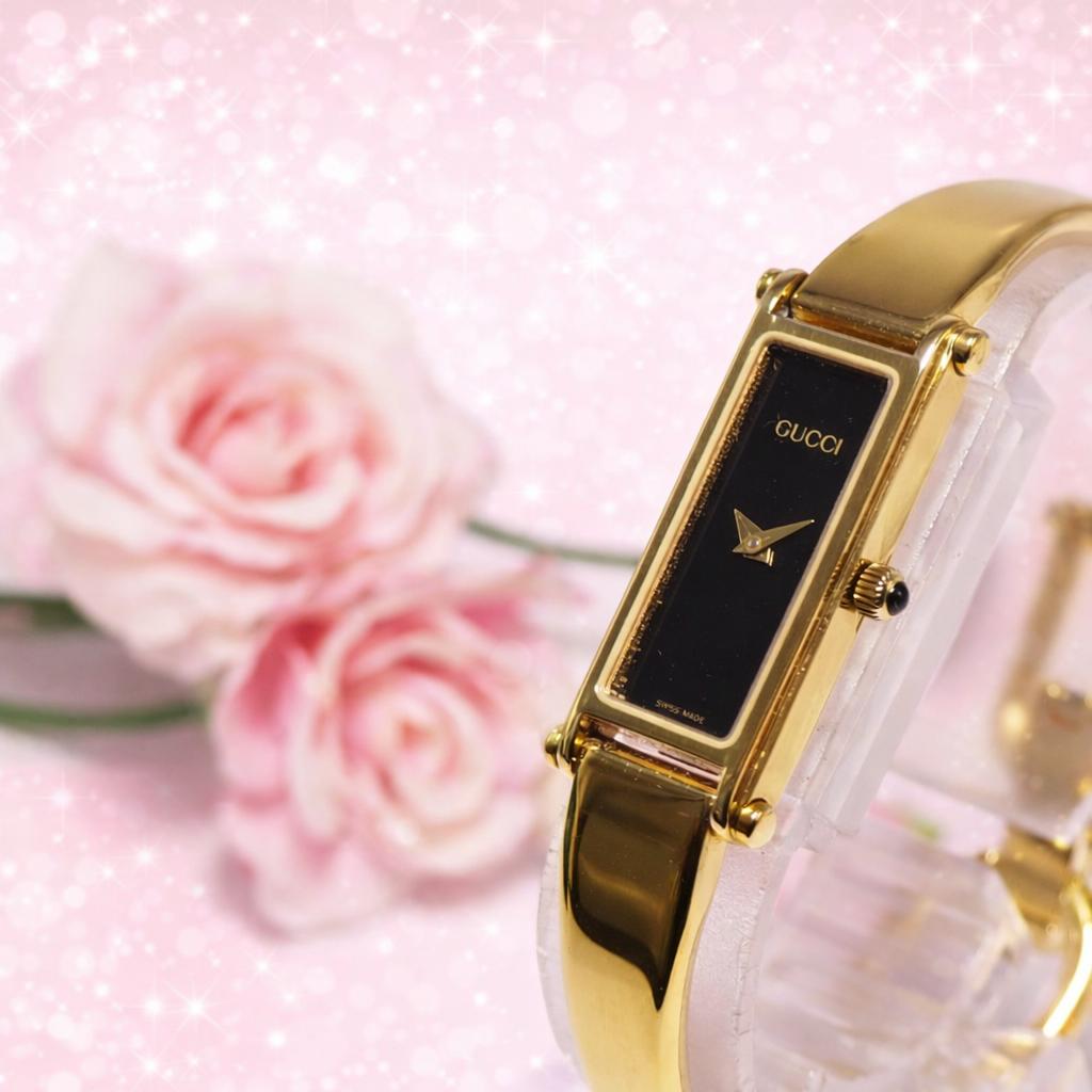 美品 グッチ GUCCI 1500 スクエア バングルウォッチ 腕時計 H598