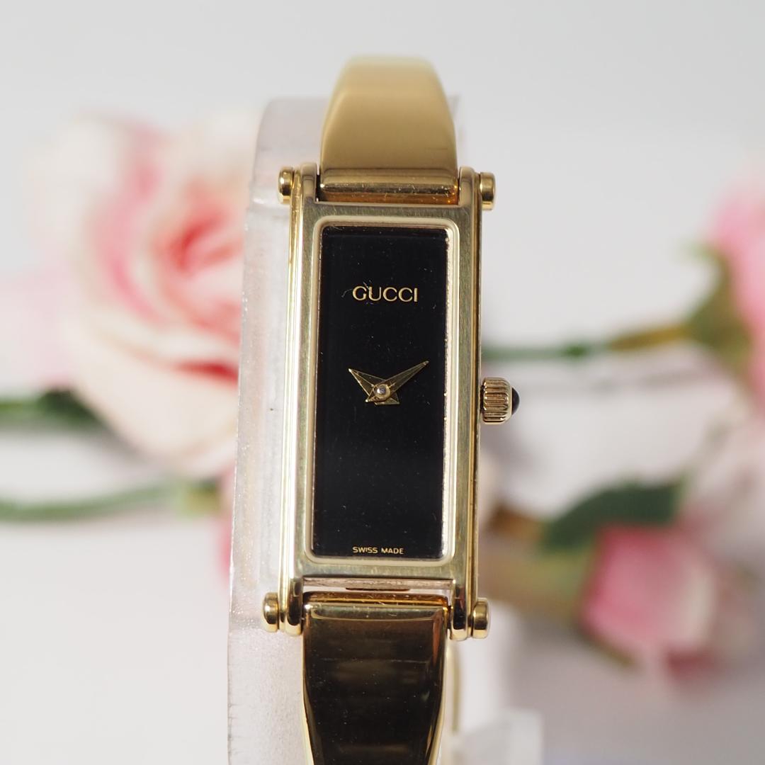 美品 グッチ GUCCI 1500 スクエア バングルウォッチ 腕時計 H598