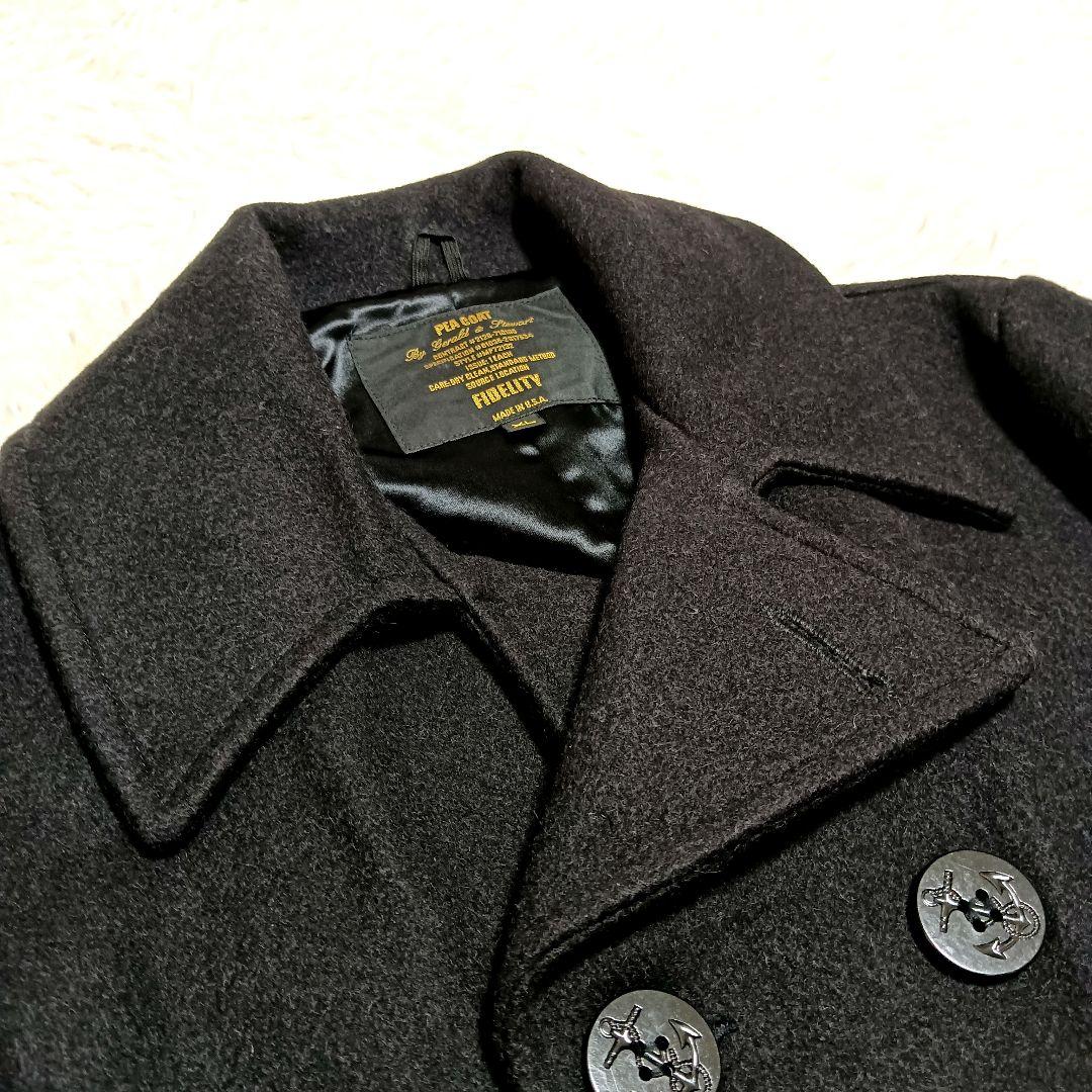 極美品 Fidelity フィデリティ Pコート USA製 XL ブラック 冬用