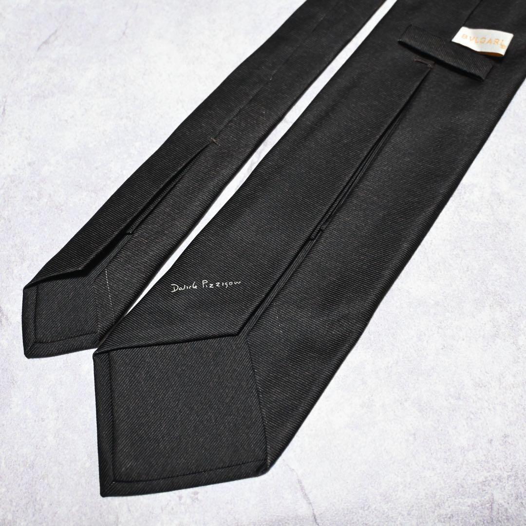 【美品】 BVLGARI ソリッド ダークブラウン ネクタイ セッテピエゲ
