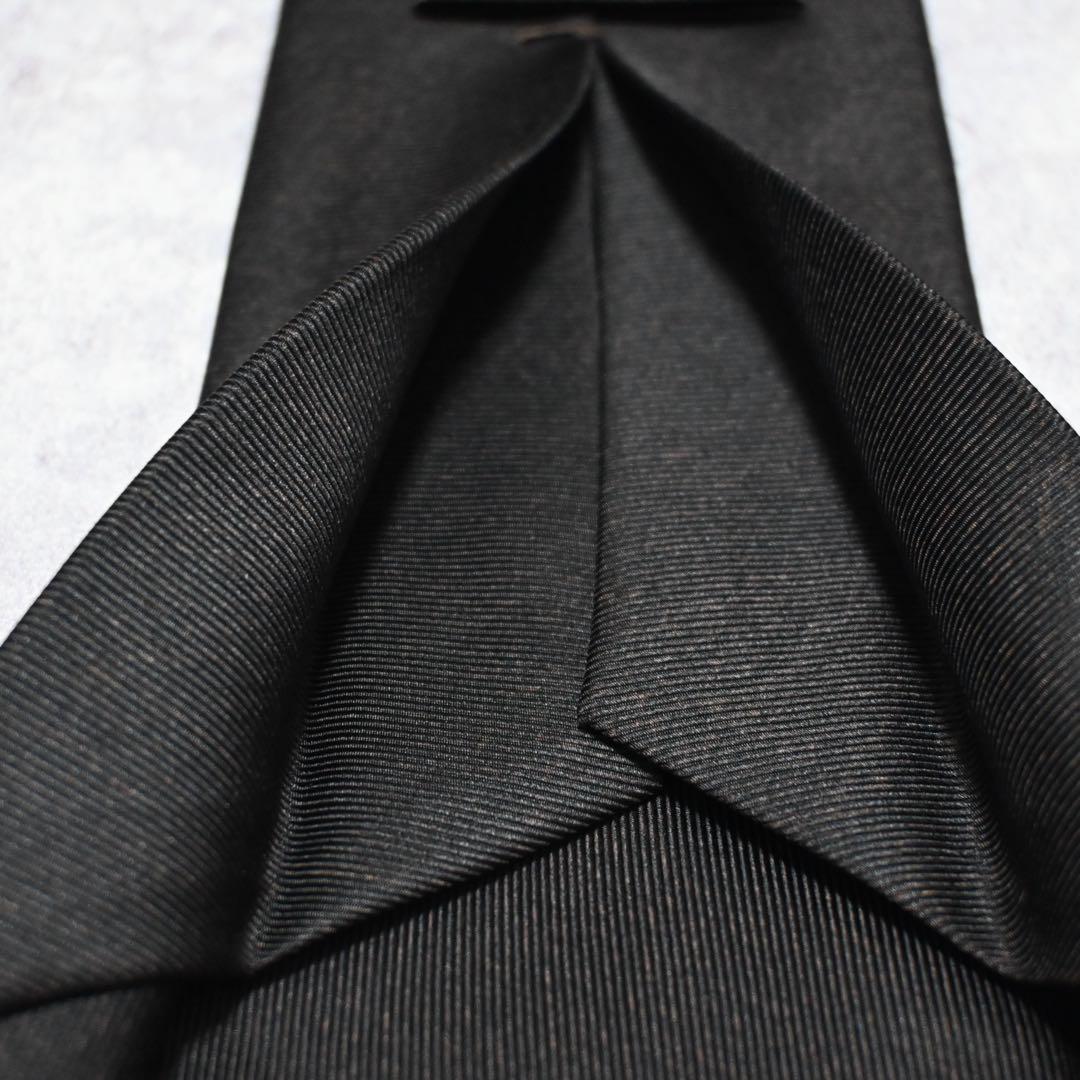 【美品】 BVLGARI ソリッド ダークブラウン ネクタイ セッテピエゲ