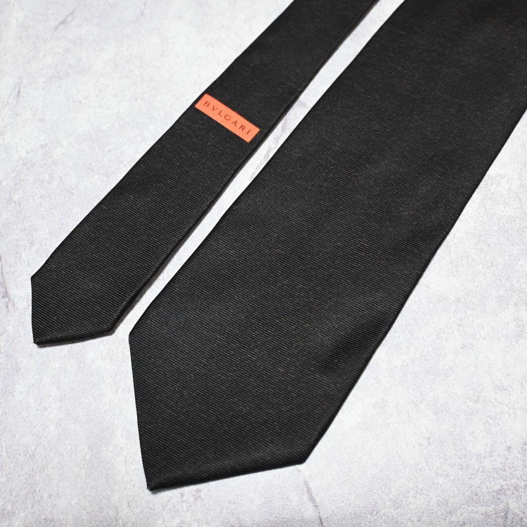 【美品】 BVLGARI ソリッド ダークブラウン ネクタイ セッテピエゲ