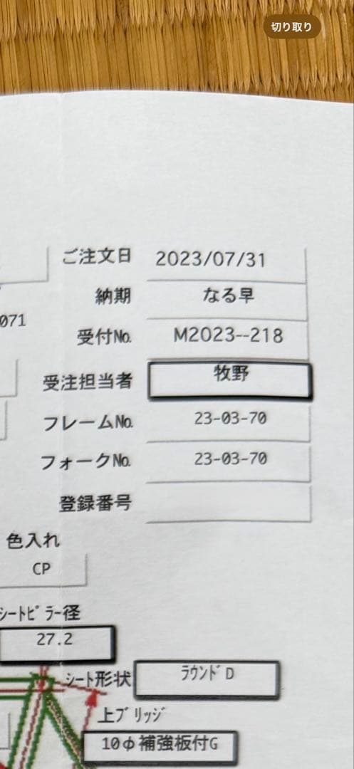 マキノピストフレームとフォーク