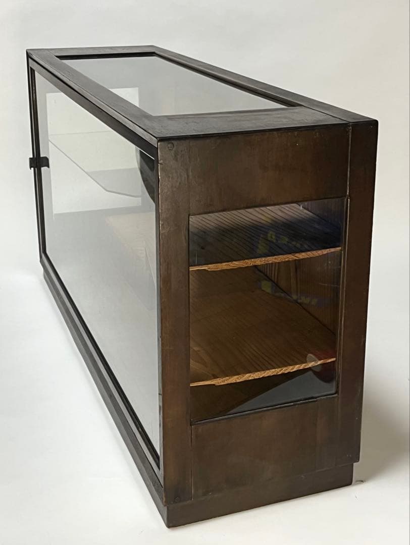 ビンテージ　木製ガラスケース　ガラスラック　昭和レトロ　飾り台