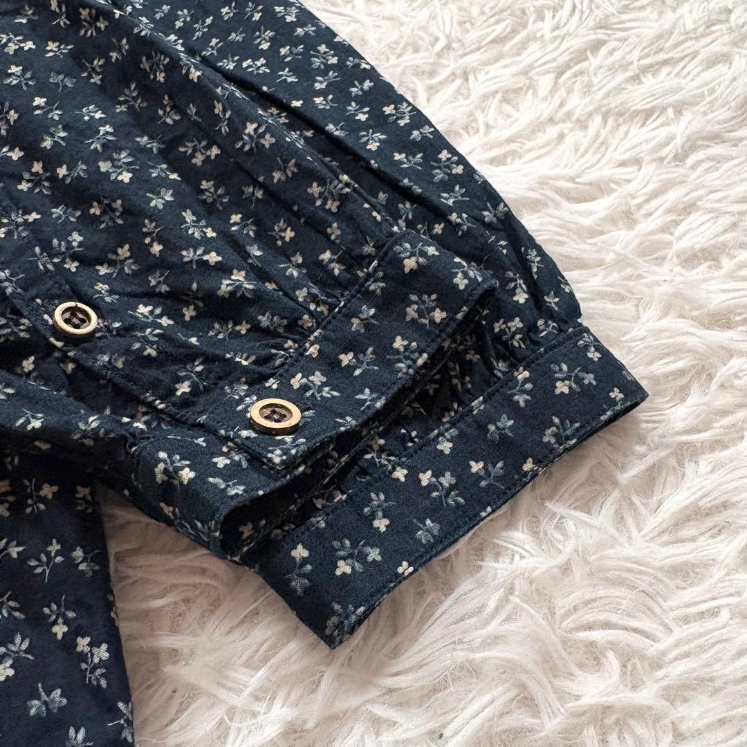 45R 雲間草プリントのドレス　ワンピース　藍染め　インディゴ　小花柄