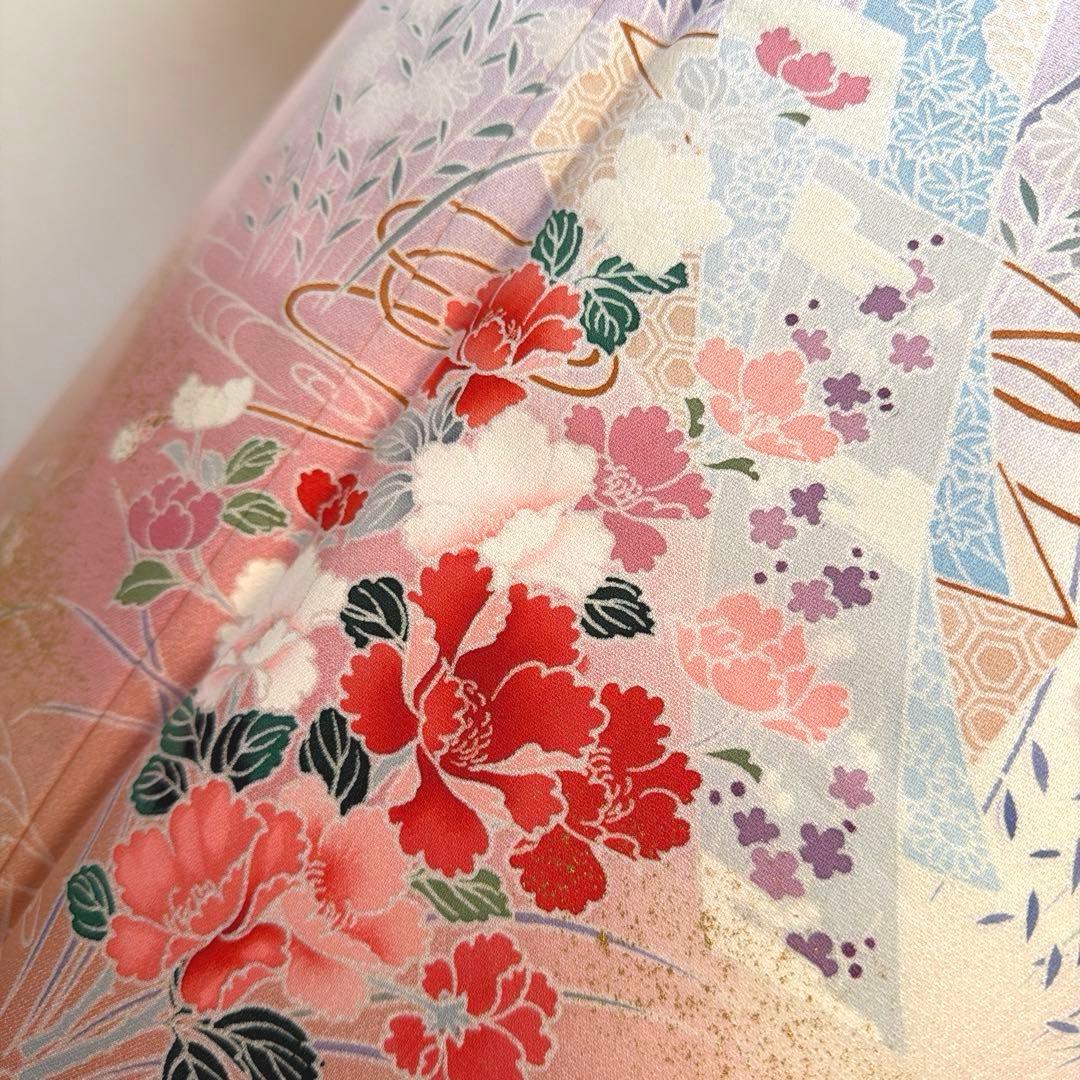 28 訪問着フルセット 正絹 ピンク 桃