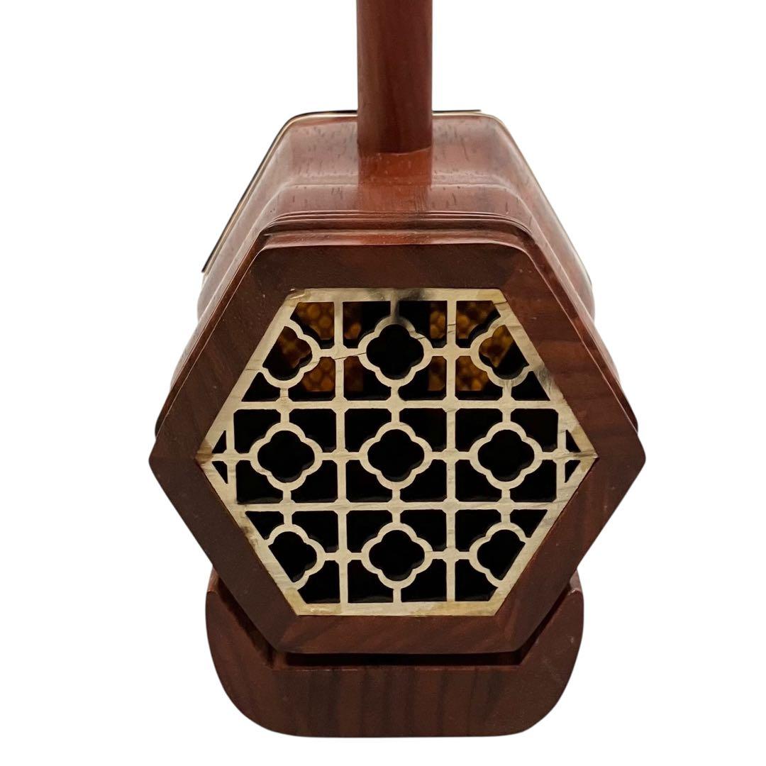 【未使用】蘇州二胡 紅木 胡弓 ヘビ皮 弦楽器 セミハードケース付き 二胡