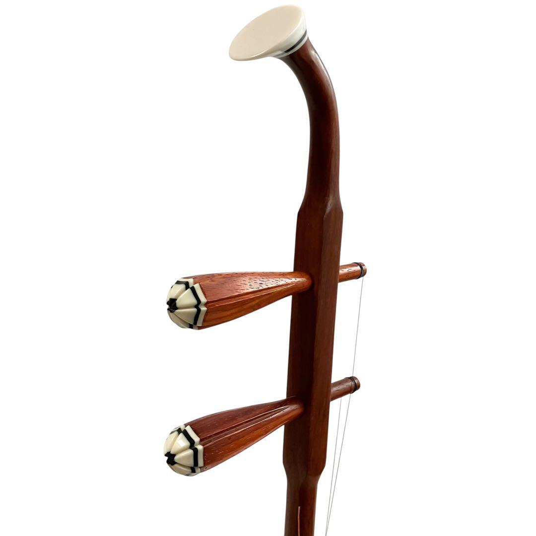 【未使用】蘇州二胡 紅木 胡弓 ヘビ皮 弦楽器 セミハードケース付き 二胡