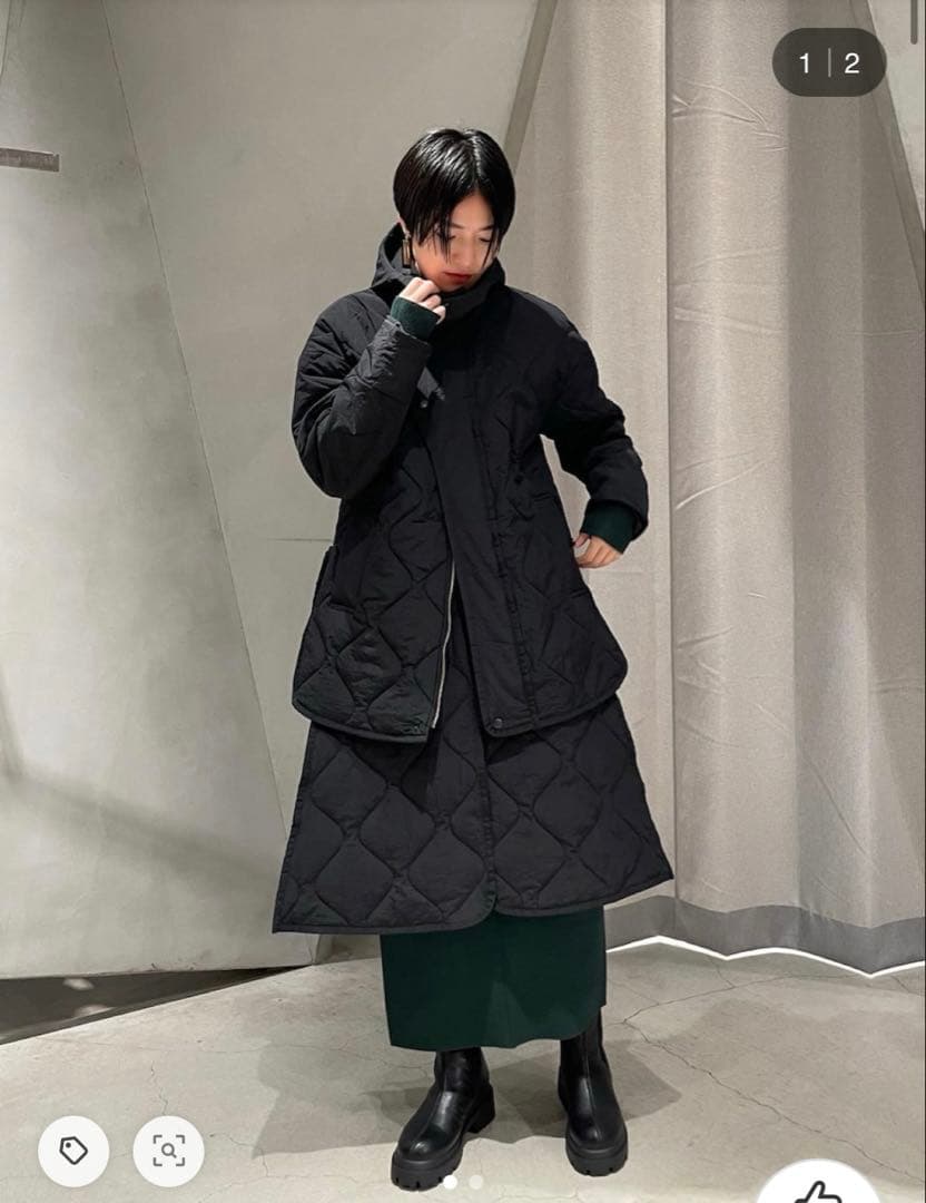 美品★ レイヤードライクキルティングコート