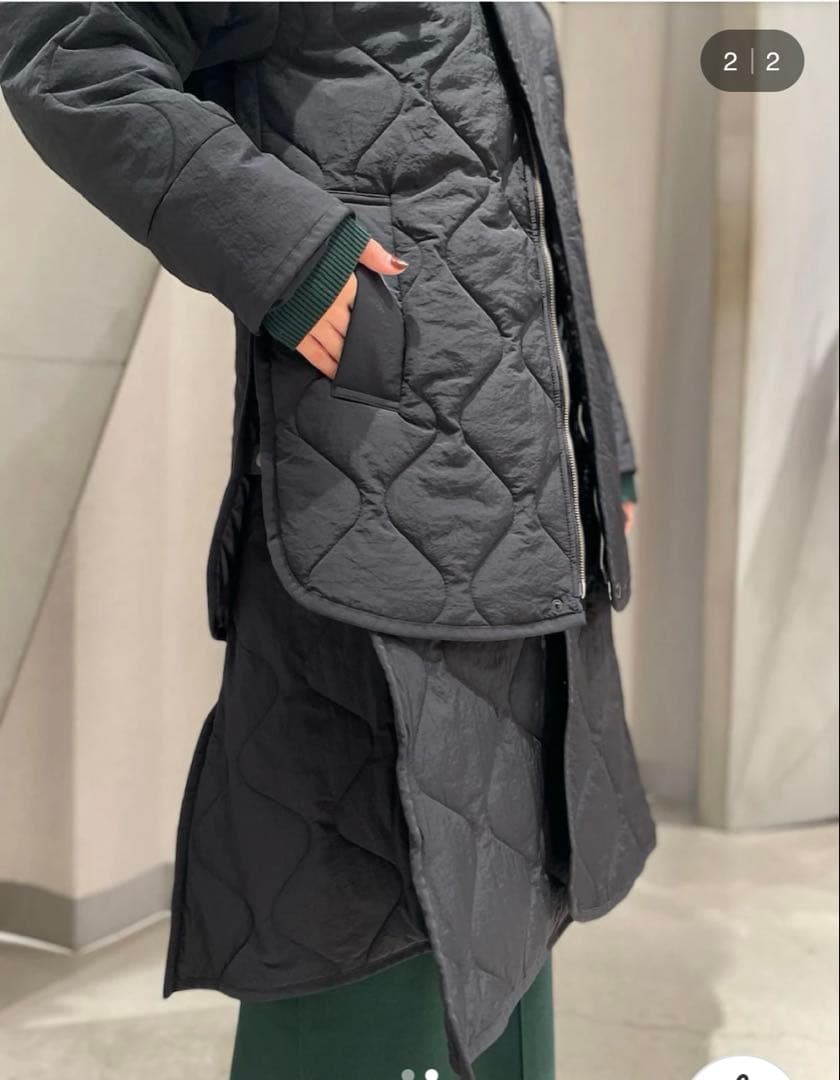 美品★ レイヤードライクキルティングコート