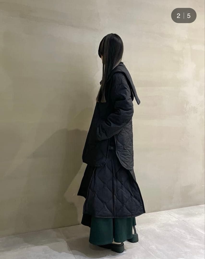 美品★ レイヤードライクキルティングコート