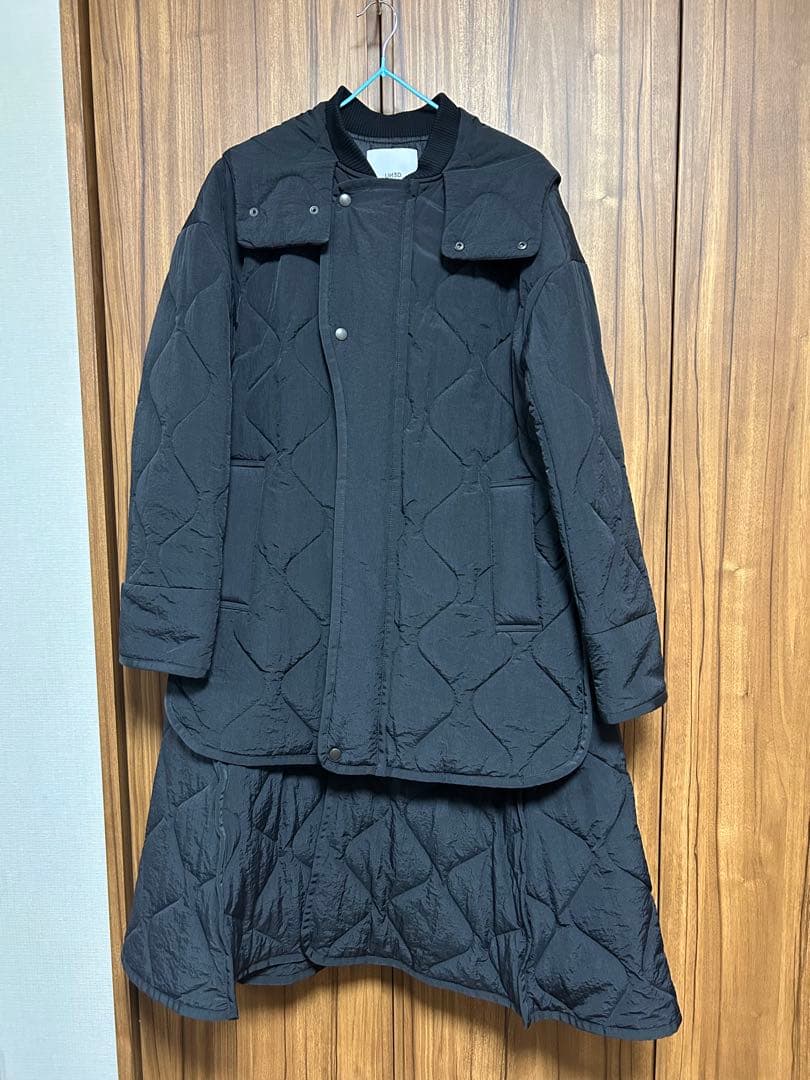 美品★ レイヤードライクキルティングコート