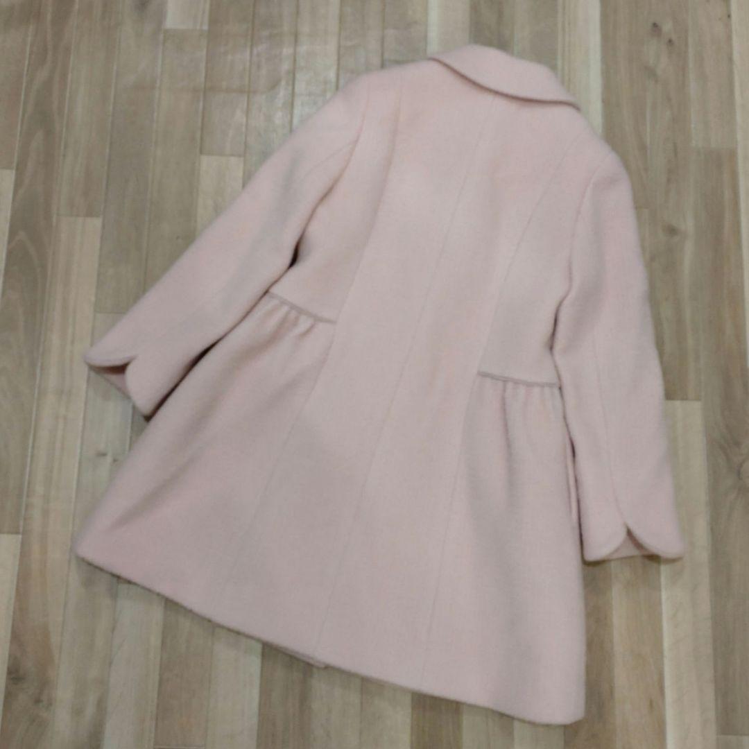 美品 TOCCA アンゴラ混 ロングコート 120 ピンク フラワー刺繍ボタン