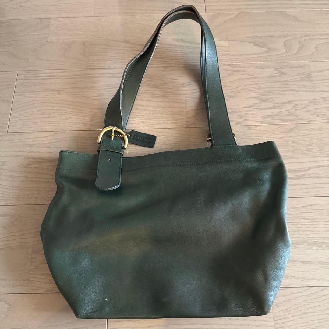 オールドコーチ　レザートートバッグ　タグ付き　ダークグリーン