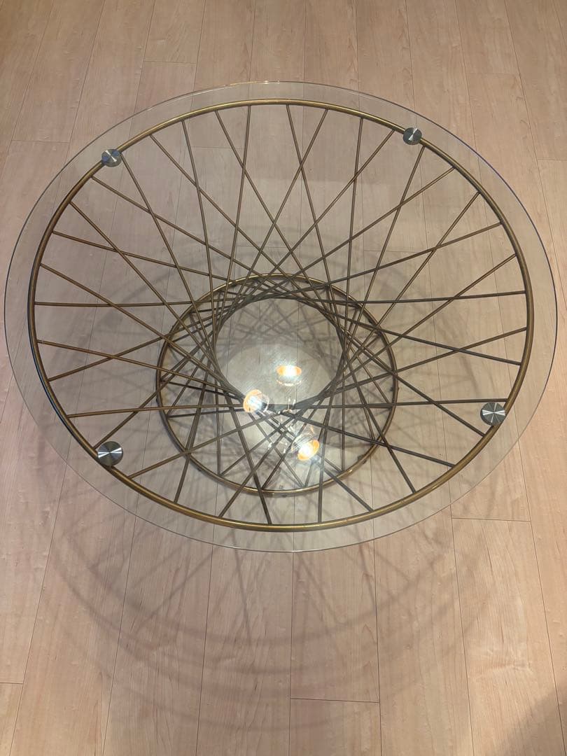 フランフラン　マーリア コーヒーテーブル クリア×ゴールド（φ800）