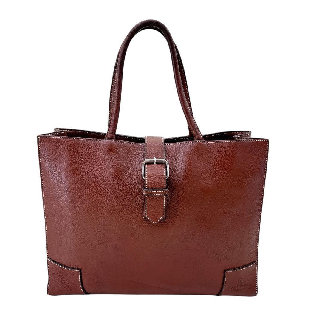 希少ヴィヴィアンウエストウッド/牛革ビジネスバッグ/ハンドバッグ/ワンショルダー