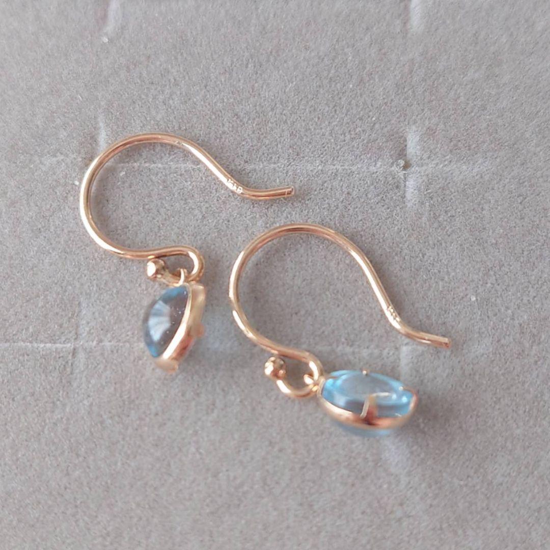 未使用　ツツミ　ブルートパーズ　フックピアス　K10