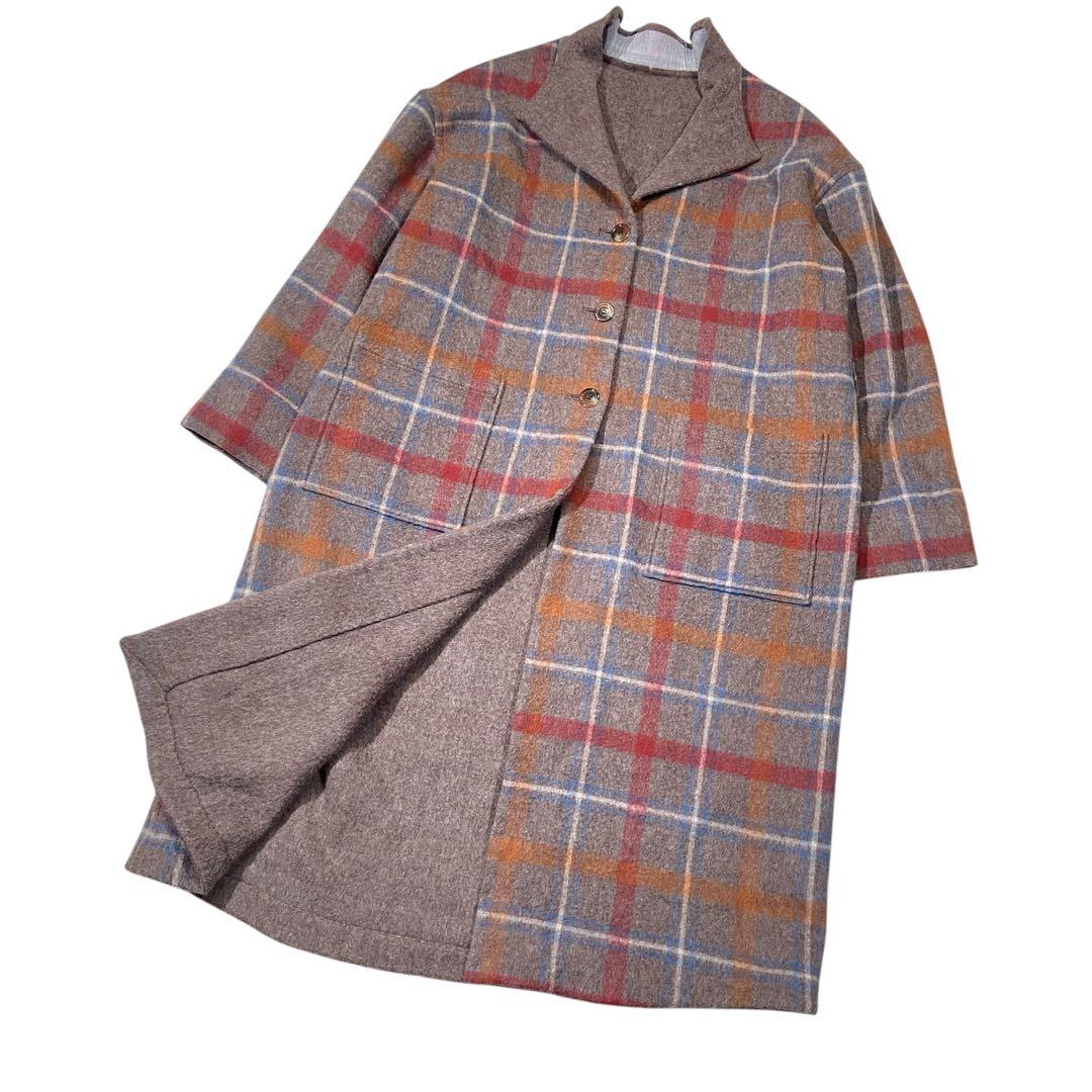l'atelier du savon リバーシブル チェック ウール コート