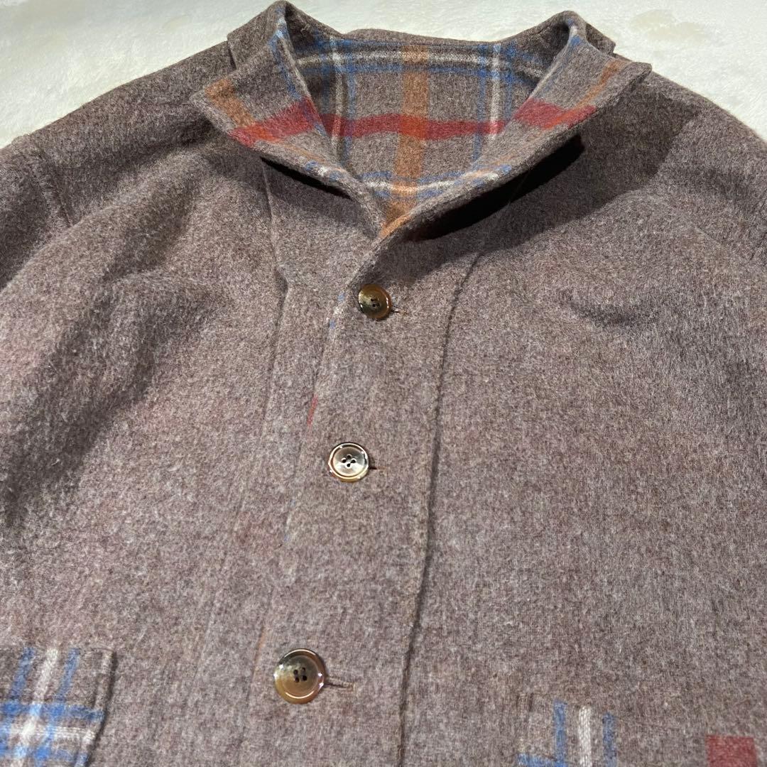 l'atelier du savon リバーシブル チェック ウール コート