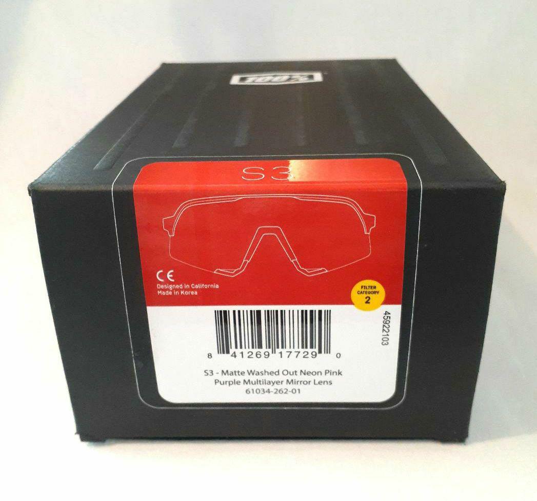 100% S3 ネオンピンク パープルミラーレンズ ワンハンドレッド