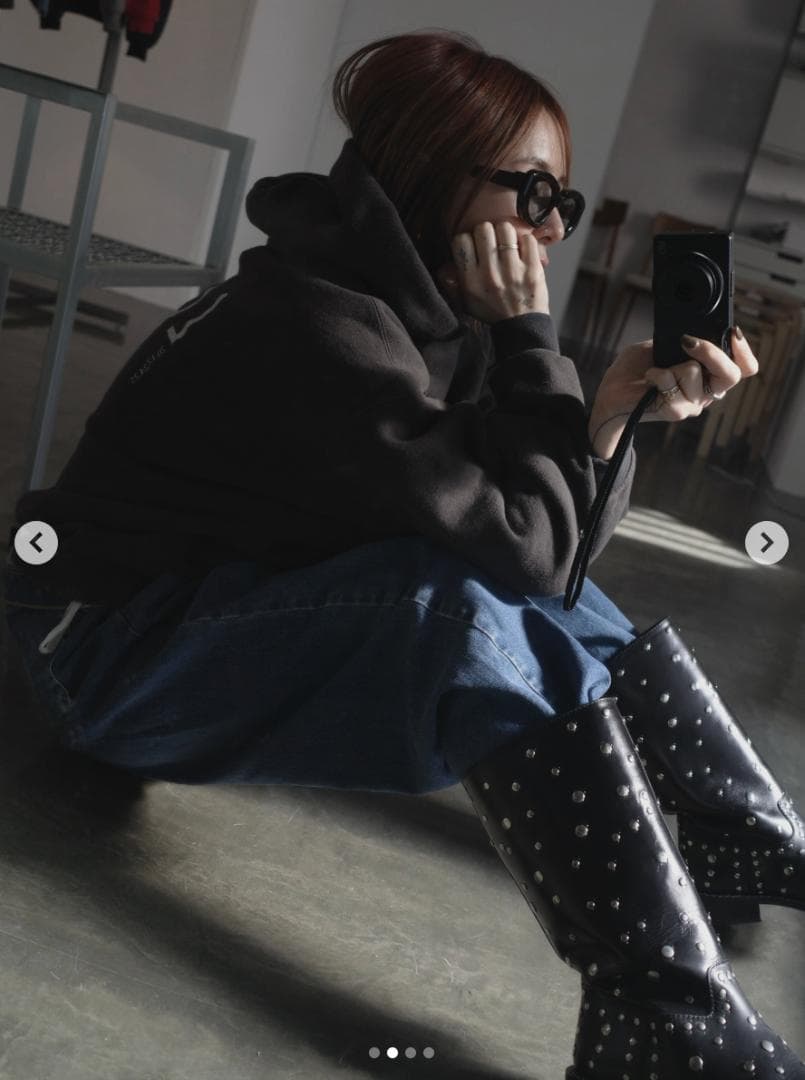 完売品【LON】新作フーディーTwo Side Hoodie/ Charcoal