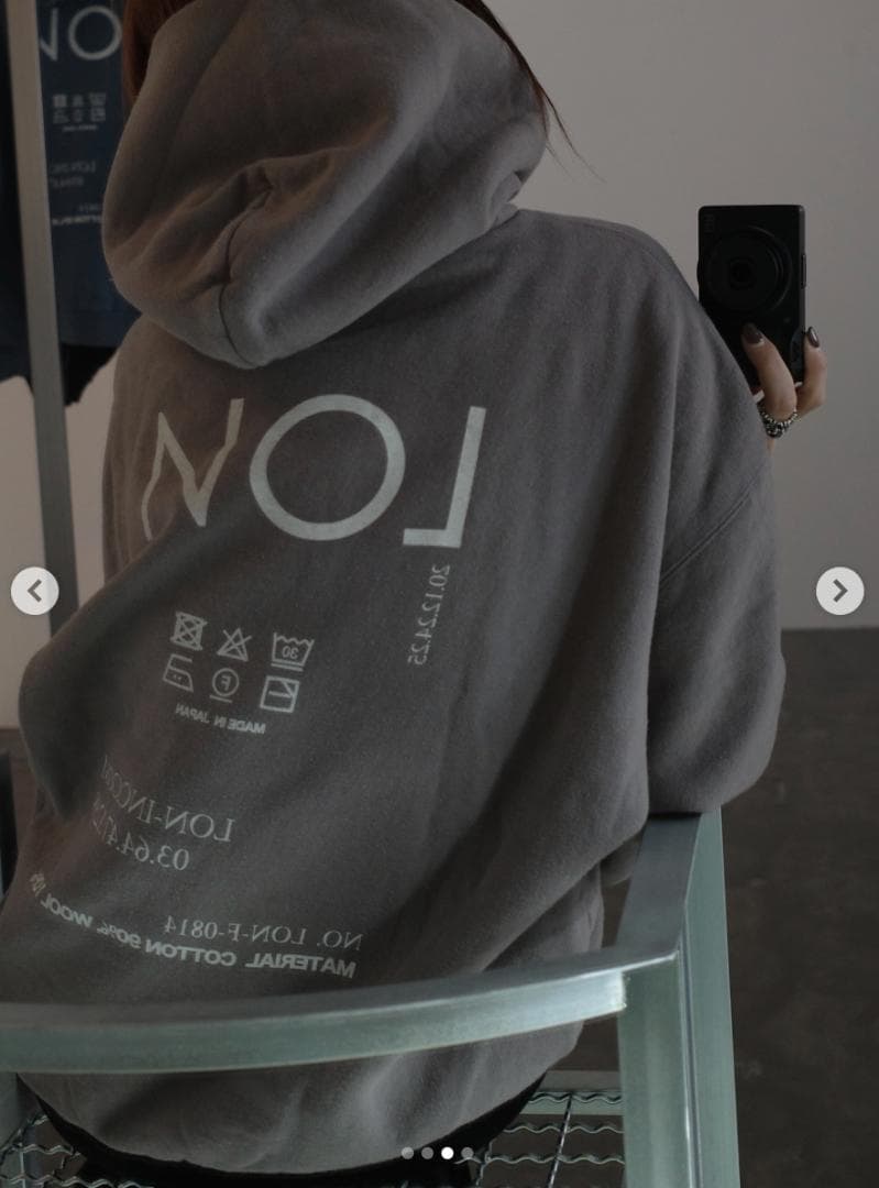 完売品【LON】新作フーディーTwo Side Hoodie/ Charcoal