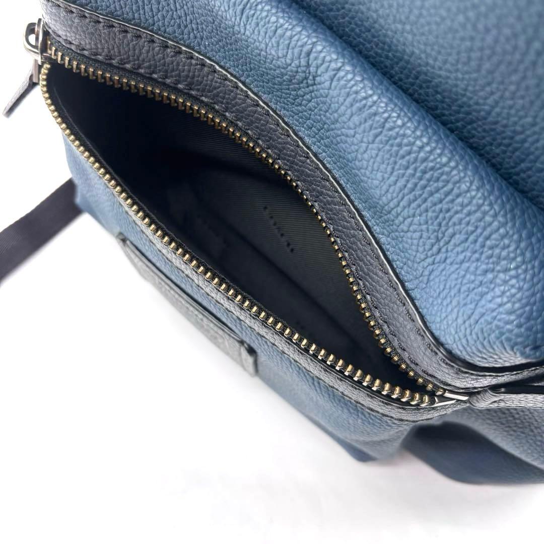 ✨極美品✨コーチ　アカデミー　バックパック　2室　ペプルレザー　ブルー　大容量