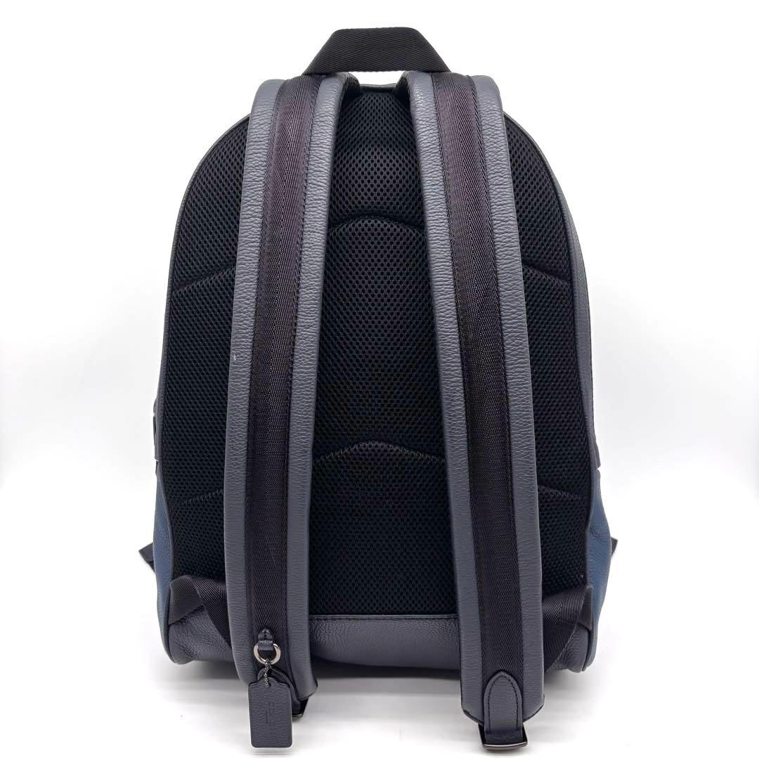 ✨極美品✨コーチ　アカデミー　バックパック　2室　ペプルレザー　ブルー　大容量