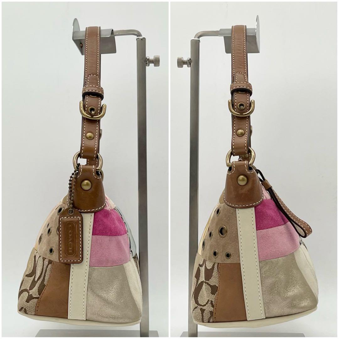 COACH アクセサリーポーチ ワンショルダー バッグ パッチワーク レザー