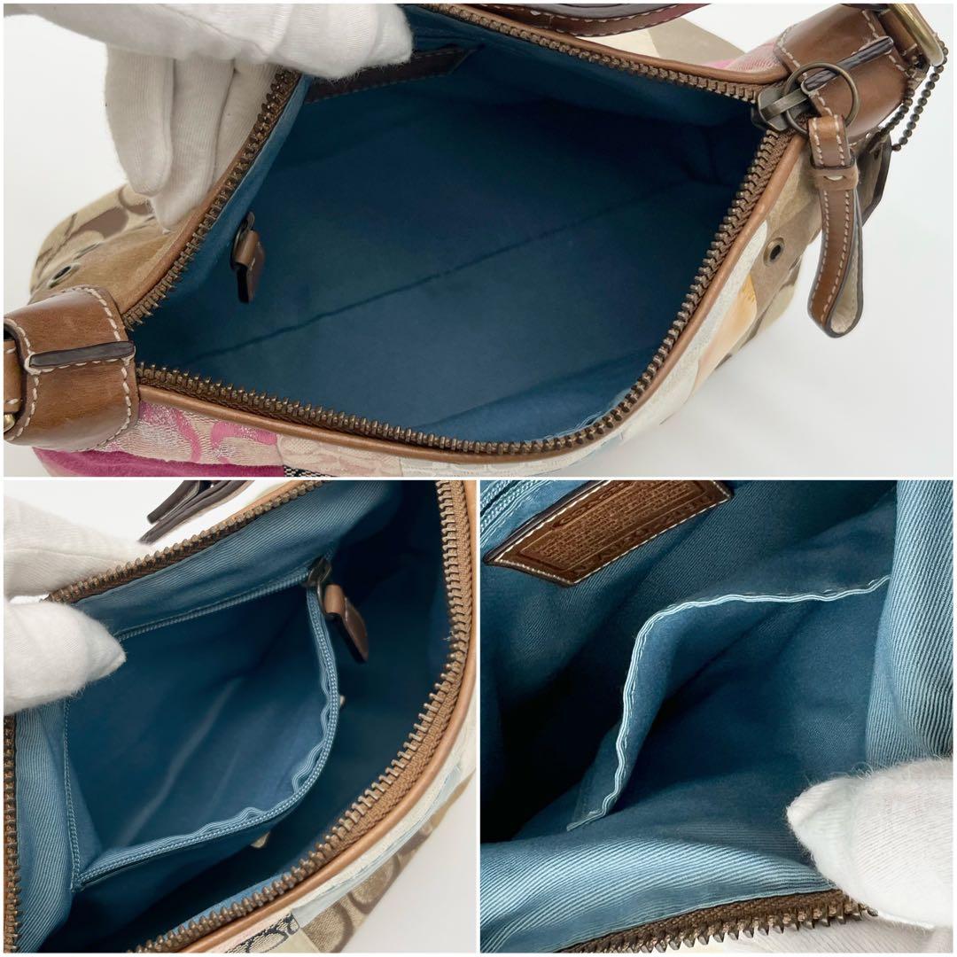 COACH アクセサリーポーチ ワンショルダー バッグ パッチワーク レザー