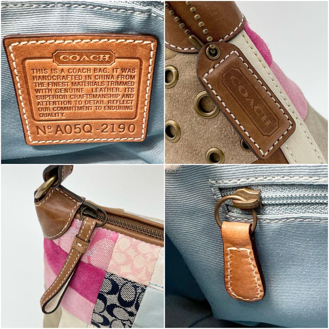 COACH アクセサリーポーチ ワンショルダー バッグ パッチワーク レザー