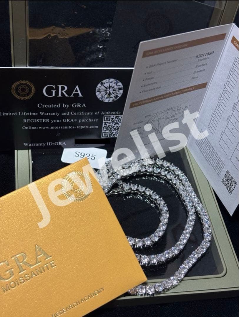 【GRA鑑定書付】モアサナイト テニスチェーンネックレスS925プラチナ仕上げ