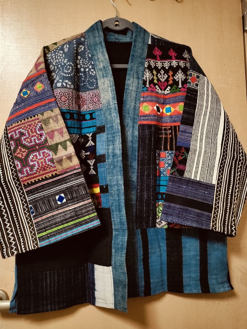 エスニック　ジャケット　モン族古い生地パッチワーク　注文商品　新品　タイ製