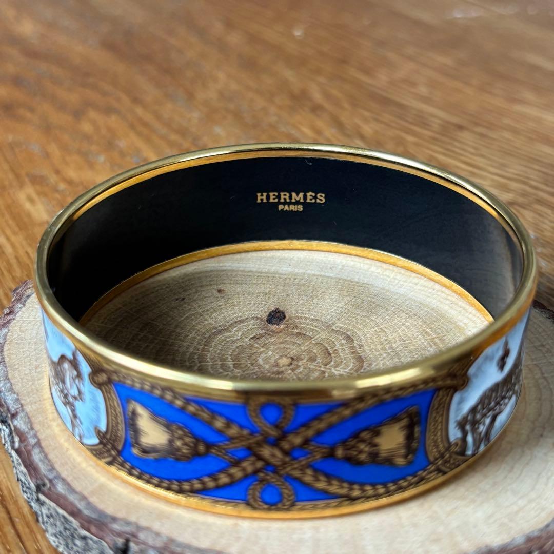 【希少】HERMES エルメス エマイユGM バングル /馬＆ロープ柄