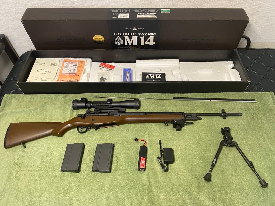 東京マルイ U.S. ライフル M14 ウッドタイプ　バイポッド・スコープ付き
