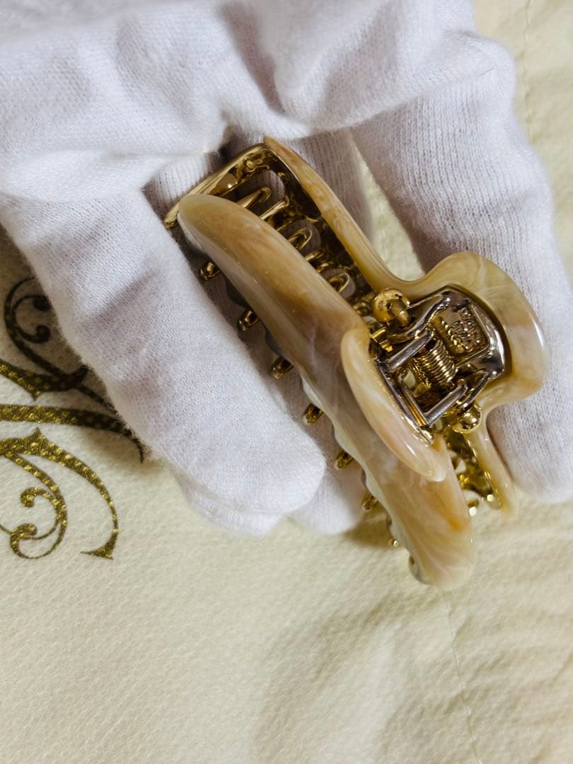 【極美品/2個組】アッカ　acca マーブル　クリップ　茶　クリーム