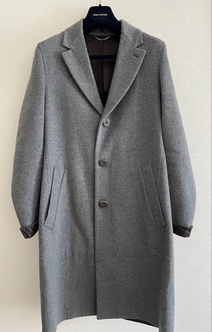 Louis Vuitton size46美品グレーコート ウール90%ヴィトン