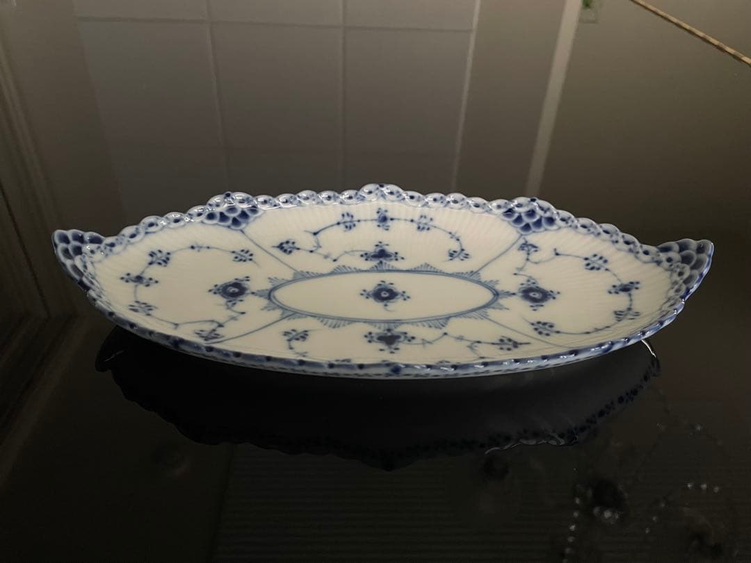 【美品】ロイヤルコペンハーゲン　ブルーフルーテッド　ハーフレース　ピックル