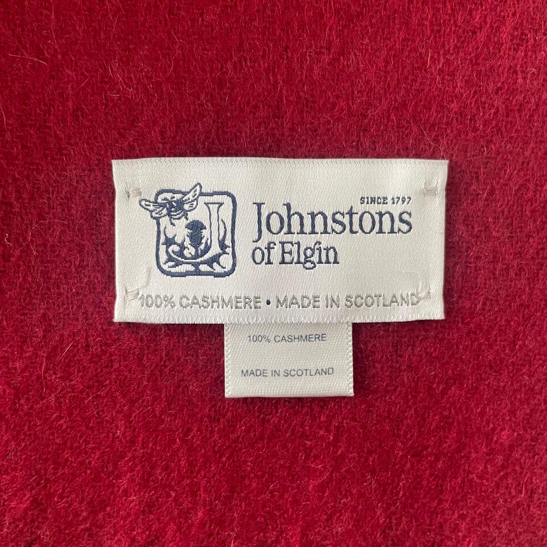 未使用＊ジョンストンズ フリンジマフラー カシミヤ100% チェック