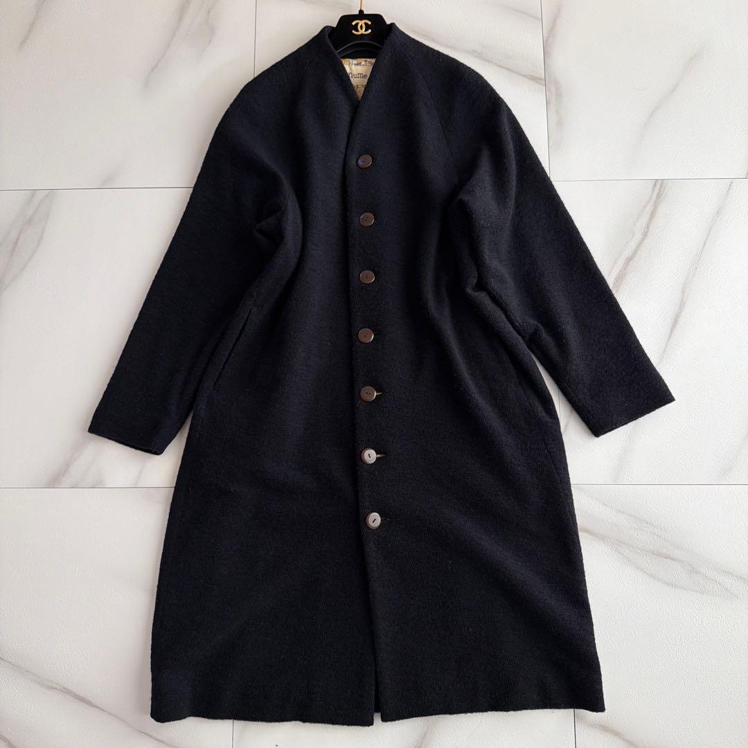 美品 パラスパレス nume ソフト パイル コート 花柄 ネイビー