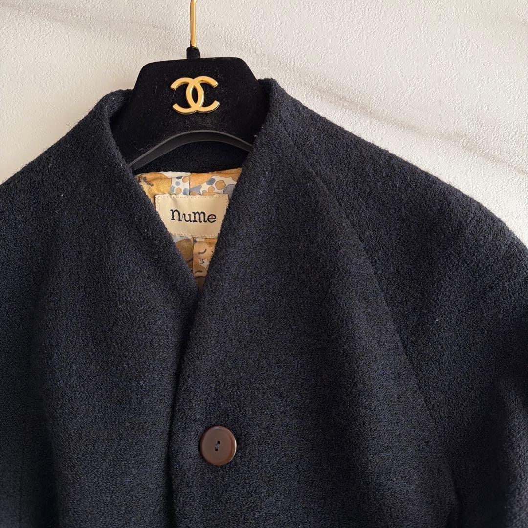 美品 パラスパレス nume ソフト パイル コート 花柄 ネイビー