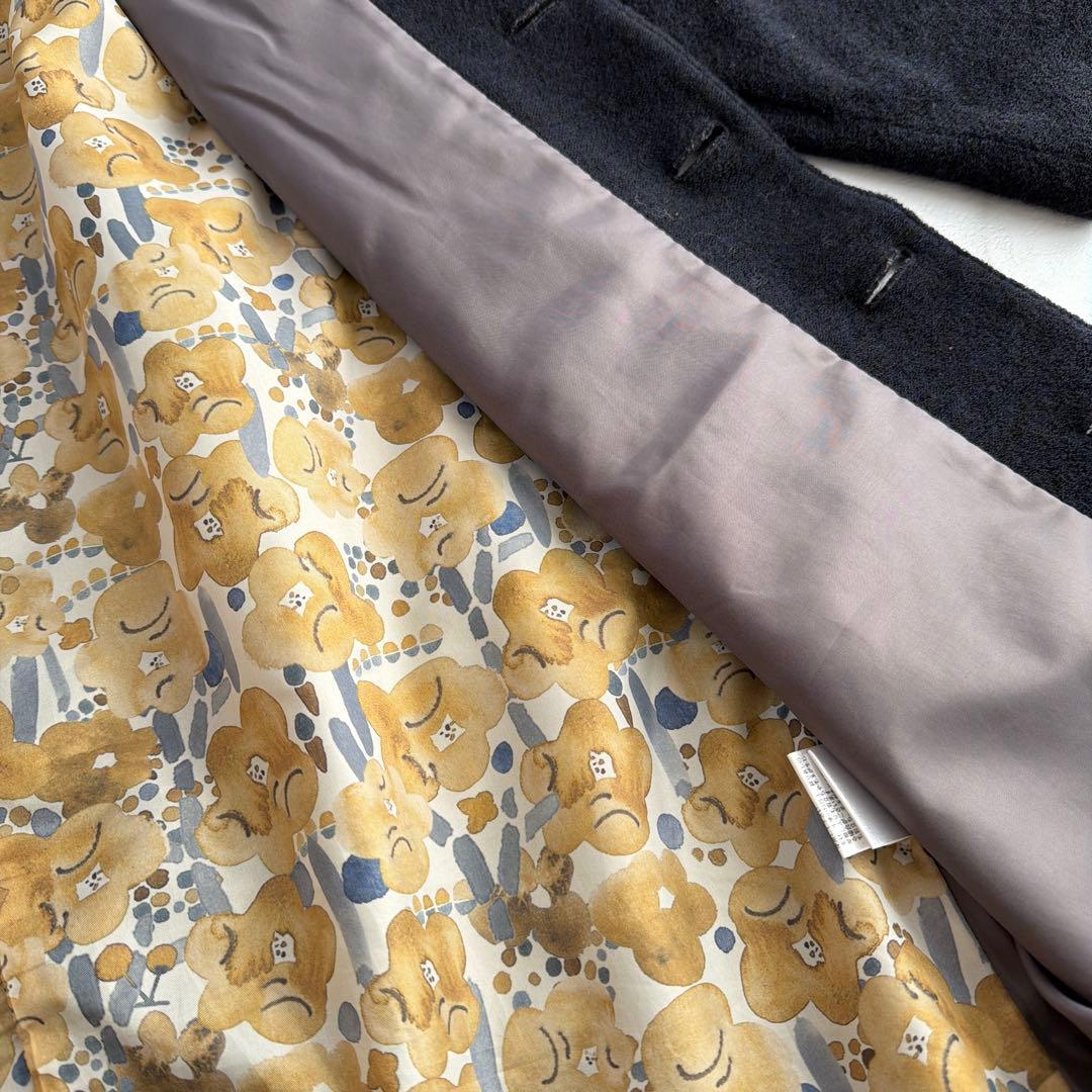 美品 パラスパレス nume ソフト パイル コート 花柄 ネイビー