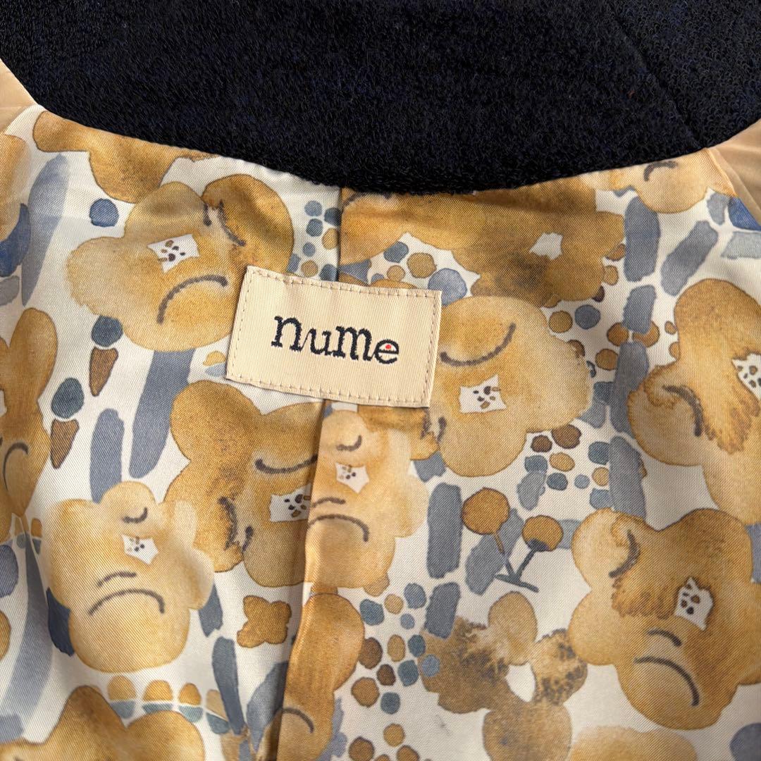 美品 パラスパレス nume ソフト パイル コート 花柄 ネイビー