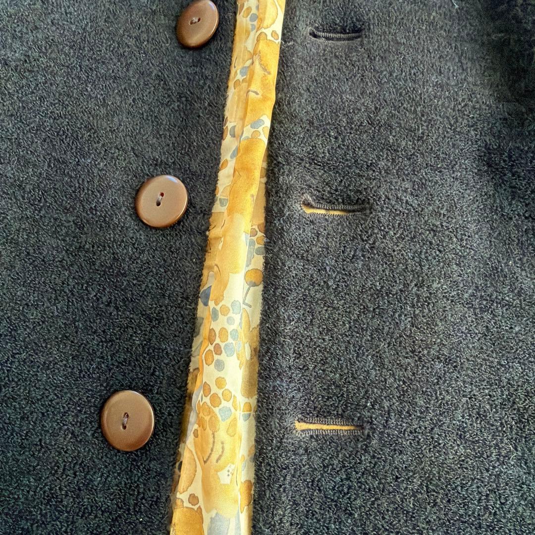 美品 パラスパレス nume ソフト パイル コート 花柄 ネイビー