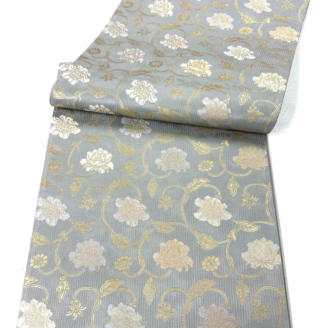 専用帯6162 ●陰山織物謹製 箔屋清兵衛 二重蔓牡丹文 高級 正絹 六通 袋帯