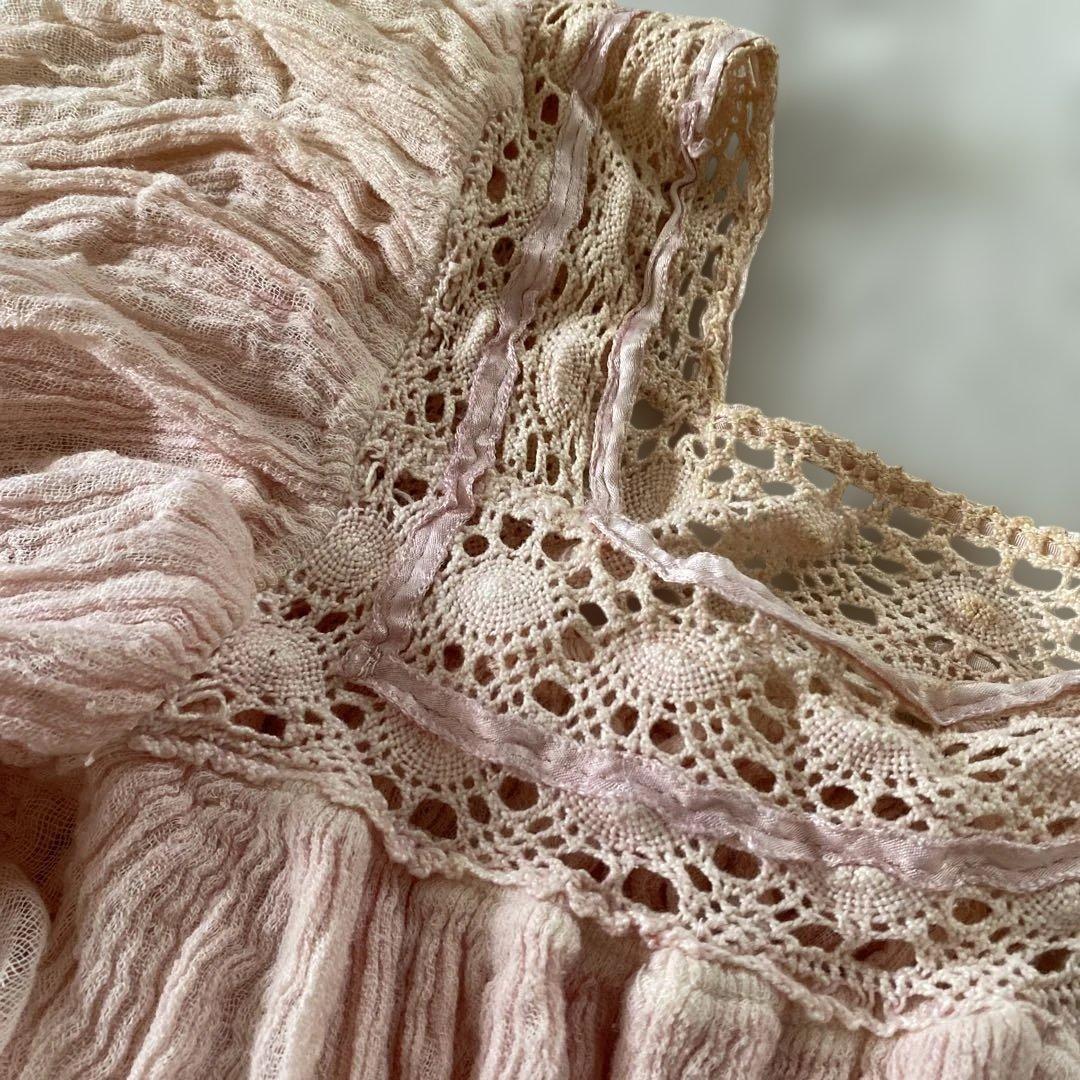 【USAヴィンテージ】薄いピンクのフリルチュニック