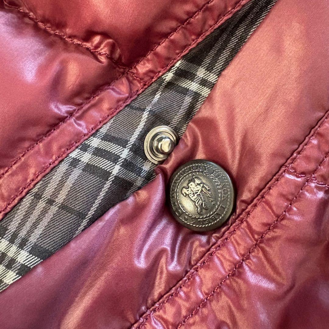 美品　バーバリーブラックレーベル　ノバチェック　ダウンベスト　ボルドー　XL