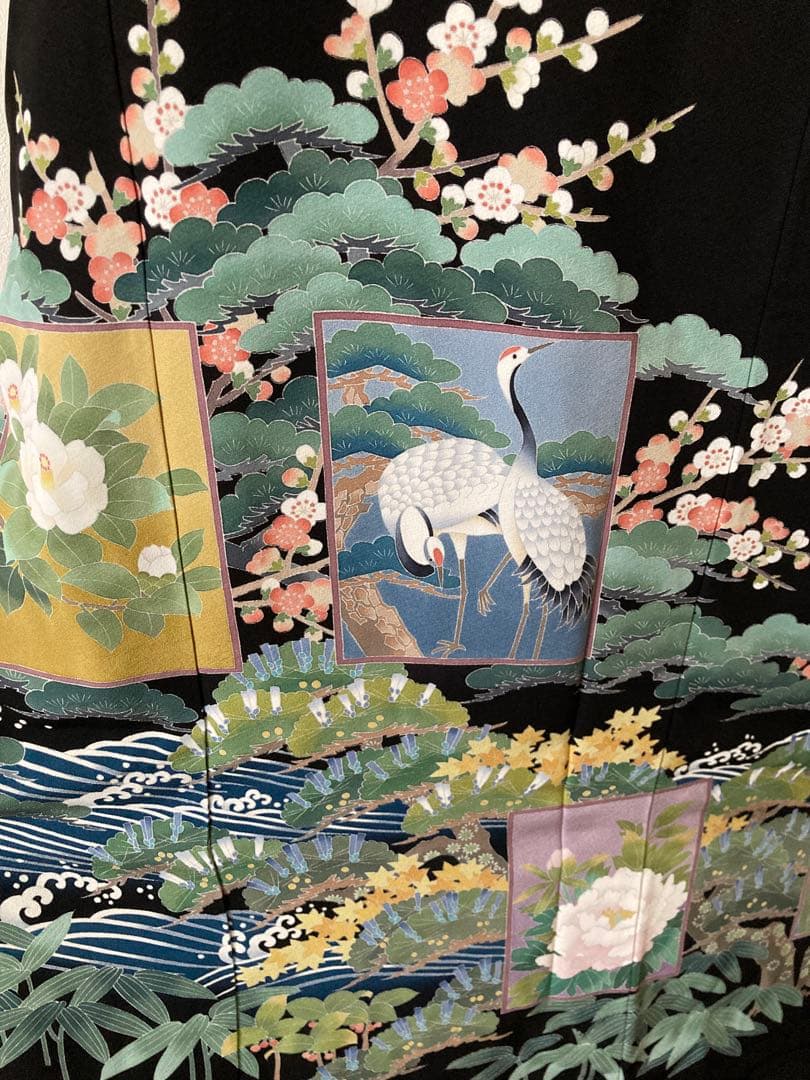 正絹留袖一点物リメイクワンピース　落款付き